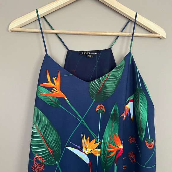{Dalia} Birds of Paradise Floral Tank Blouse in Blue - Womens XS - Picture 2 of 8